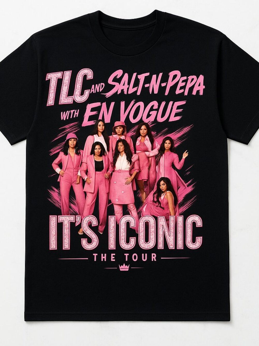 TLC Salt-N-Pepa En Vogue It's Iconic Tour Pink Graphic Tee Unisex Black Shirt